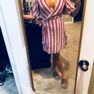 Striped wrap dress